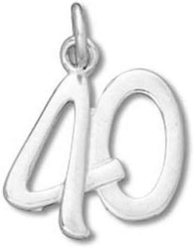 Abalorio de plata de ley número 40 aniversario o cumpleaños artículo #53033, Plata esterlina, No es una piedra preciosa