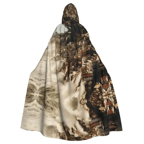 POEZJZW Disfraz de túnica con capucha con patrón de tsunami para adultos, hombres y mujeres, sudaderas de Navidad, disfraces de cosplay