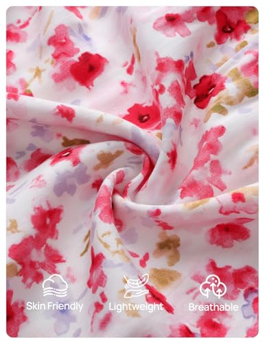 Image of ZESICA Women's 2026 Summer Spring Floral Boho Maxi Dresses Casual Short Sleeve V Neck A Line Flowy Beach Vacation Dress