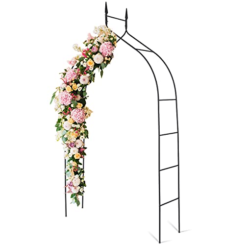 RELAX4LIFE Rosenbogen Eisen, Rosenspalier 11 Stangen, Torbogen für Kletterpflanzen Rosen, gotischer Rankbogen für Garten & Hochzeit & Park, wetterfester Gartenbogen, Pergola schwarz, 140x38x255 cm