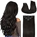 DOORES Human Hair Extensions Clip in Dark Brown 120g 7pcs 14 Inch Clip in Hair Extensions Remy Natural Human Hair Straight