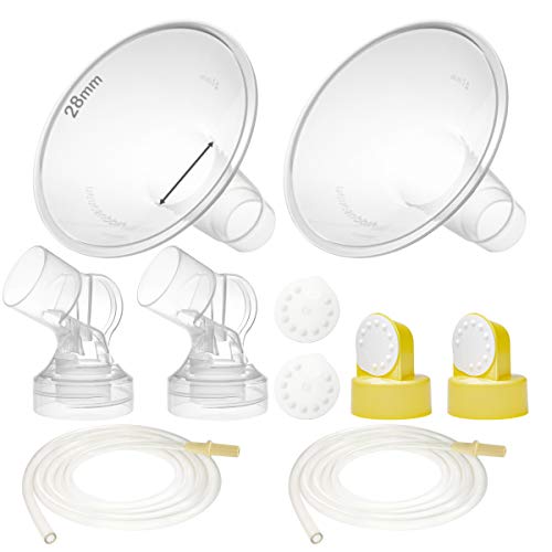 Image of Nenesupply GentleFit Pump Parts 28mm Compatible with Medela Pump in Style Breastpump Not Original Medela Pump Parts Replace Medela Personalfit Connector and Medela Breastshield Valve Membrane Tubing