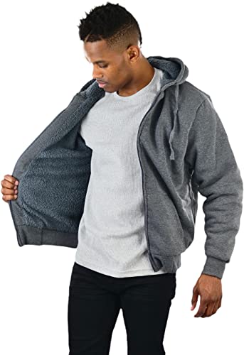 Image of ToBeInStyle Men's Polar Fleece Long Sleeve Zip Up Kangaroo Pocket Cold Weather Hoodie Jacket
