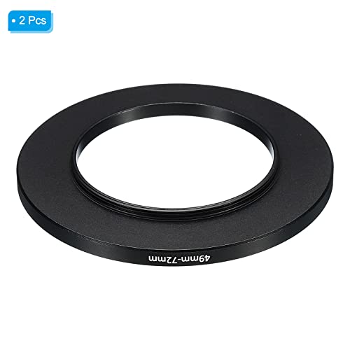 Image of PATIKIL 49mm-72mm Metal Step Up Ring, 2 Pack Camera Lens Filter Adapter Ring Aluminum Filter Adapter Ring for Camera Lenses Hood, Black