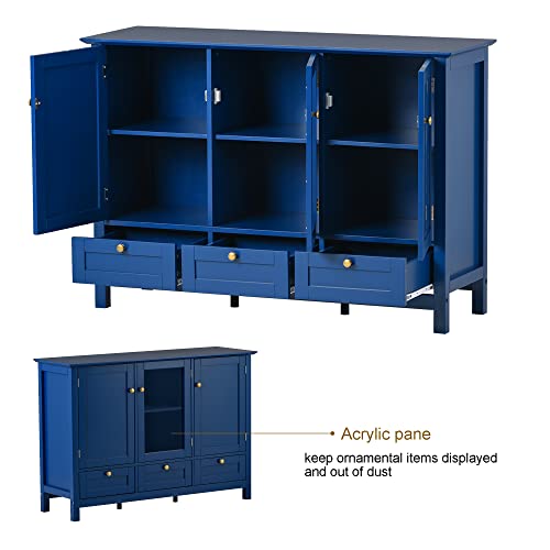 Amposei Modern 45-Inch Sideboard Buffet Cabinet Kitchen Dining Room Serving Table With Storage Drawers (Blue) #TOP4