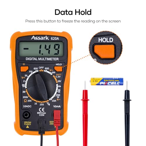 Assark 620A Digital Multimeter Voltage Tester, Assark 2000 Counts Multimeter Measure Ac Dc Voltage Dc Current thumb #4