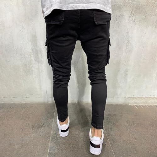 Men's Tapered Leg Cargo Jogger Jeans Slim Fit Stretch Skinny Biker Jeans Casual Fashion Hip Hop Denim Pants2