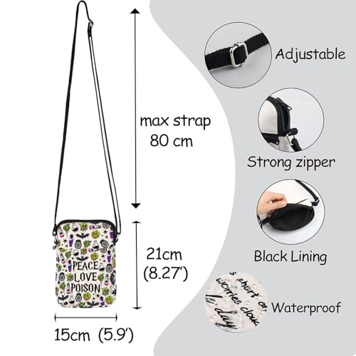 MNIGIU Witchy Poison Fruits Shoulder Bag Halloween Spooky Gift Peace Love Poison Crossbody Bag Family Vacation Gift2