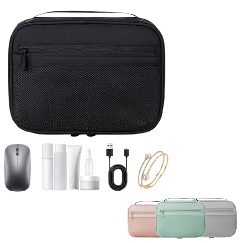 Bolsa Case Organizador para Cabos e Fios, Estojo de Acessórios para viagem, Bolsa para acessórios de maquiagem (Preta)