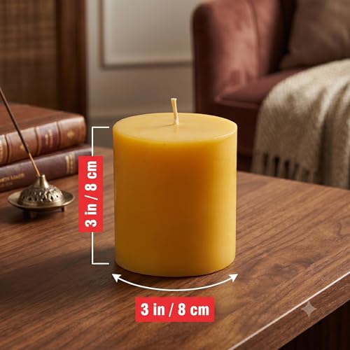 Image of Pure Source India Scented Pillar Candle (3X3 INCH) Decorative Candle for Living Room, Diwali Decor, Gifting, Spa & Meditation (Sandalwood)