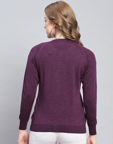 Image of Monte Carlo Women Regular Fit Full Sleeve Solid Round Neck Winter Cardigan (Pack of 1)