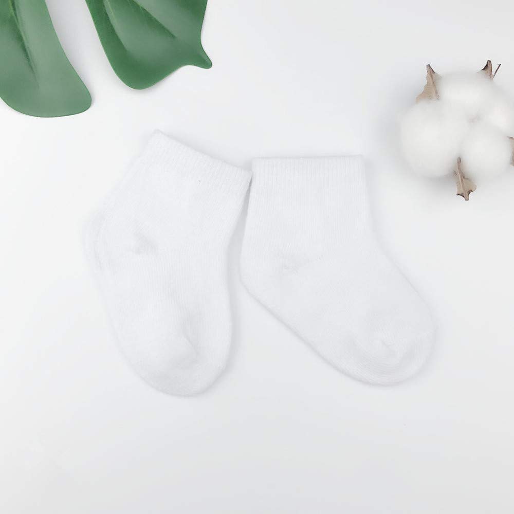 WAFUNNE Baby Socks for Toddler Boys Girls Cotton Crew 3-5T 6 White + 6 Gray D0L