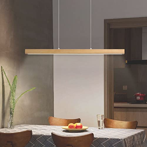 Luz colgante regulable interior de madera de 120cm para mesa comedor 2