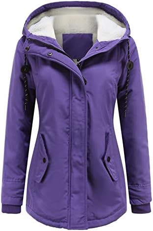 Lausiuoe Puffer Jacket Womens Plus Size 2X Women's Winter Down Puffer Mid Length Pocket Coat with Removable Fur Hood Purple