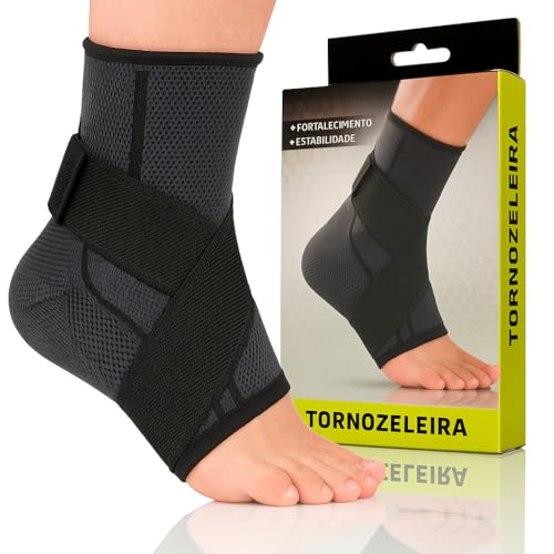 Tornozeleira Ortopedica De Compressão Estabilizadora - Ajustável Academia Futebol Crossfit Volei (PRETO)