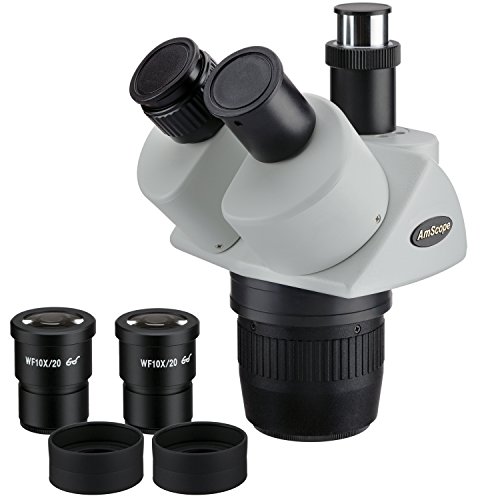 Image of AmScope SW24T Trinocular Stereo Microscope Head, WH10x Eyepieces, 20X and 40X Magnification, 2X /4X Objective