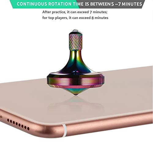 CHEETOP Precision Metal Spinning Top, Well Made Stainless Steel Spin Long Lasting Exceed 8 Mins Desktop Gyro EDC Toy, Perfect Balance Easy to Use Kill Time Efficiently (Pro Max-Iridescent)