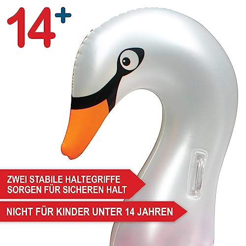 ONBEST aufblasbares XXXL Schwimmtier mit Federn – 183x162x117 cm – Wassertier zum Aufblasen für Erwachsene & Kinder 14+ – Highlight an Pool & Strand für Spaß im Wasser – Badetier Luftmatratze