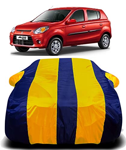 Image of Waterproof Car Cover with Ultra Surface Body Protection (Yellow Stripes) (Maruti Suzuki Alto 800)