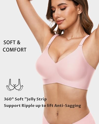 Image of Deep V Petal Bras for Women No Underwire Soft Wireless Bras Comfort Seamless Bralettes with Extender
