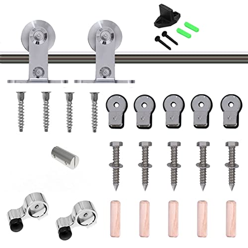 Tsmst 5Ft Sliding Barn Door Hardware Kit, Top Mount Stainless Steel Heavy Duty Sturdy Barn Door Track For Single Wood Door, Slide Smoothly Quietly (T Style) #TOP5