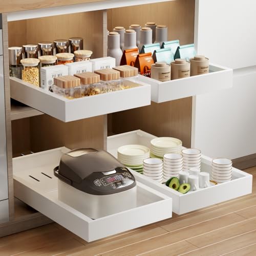 MUSTORN 2 Pack Pull Out Cabinet Organizer, 21.8