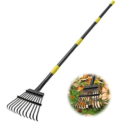 Long Garden Leaf Rake with Adjustable Handle Cover