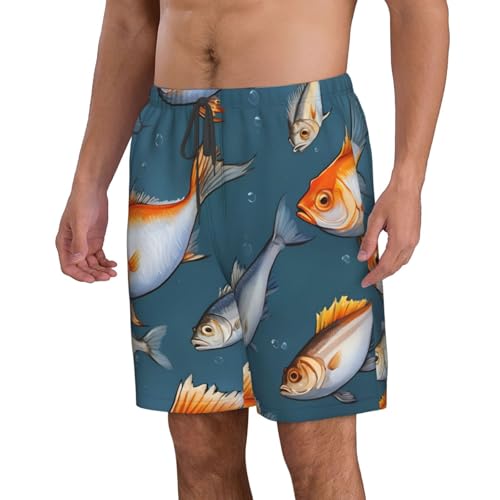 Foraging Fish Print Stylish Men Beach Shorts Lightweight Cozy Swim Trunks Summer Casual Outings Holiday2