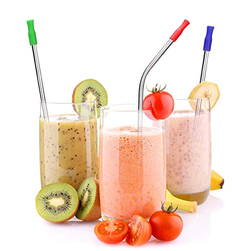 10Pcs Reusable Metal Stainless Steel Straws 10.5'' With Silicone Tips & Buckle Drinking Straw For 20-40 Oz Ramblerstumblers Rumblers Cold Beverage, Ultra Long(10.5 Inch) #TOP5