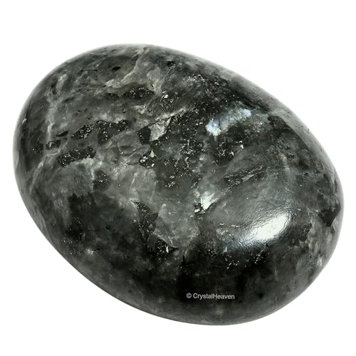 Image of Certified Larvikite Crystal Palm Pebbles Stones for Anxiety Stress Relief Massage - AAA Grade Original Healing Gemstone Agate Palm Stone for Yoga Meditation Spiritual Reiki Feng Shui