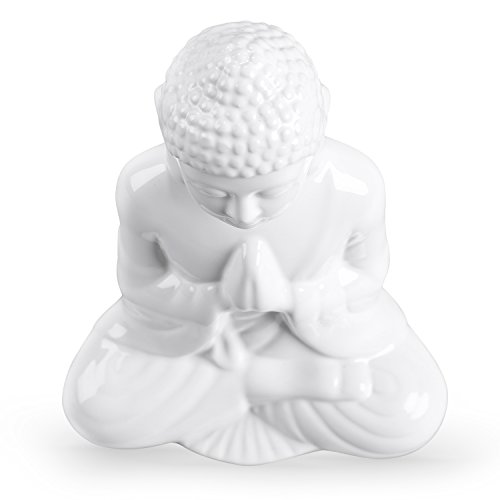 Estatua Mediana de Buda en Cerámica Blanca miniatura 6