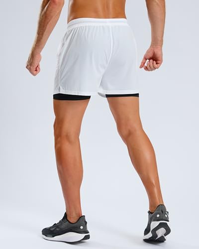 Pudolla Men's 2 in 1 Workout Running Shorts 5" Quick Dry Lined Gym Shorts Athletic with 4 Pockets for Men Tennis Training3