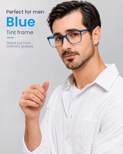 Image of ANRRI Blue Light Blocking Glasses, Anti Eyestrain Lens Lightweight Frame Eyeglasses, Blue, Men /Women