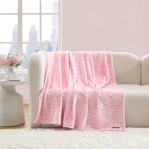 Image of Betsey Johnson - Blanket, Buttery-Soft Throw Blanket for Couch or Bed, Boldly Plush & Oversized Bedding (Betsey Damask Pink, 50 inch x 70 inch)