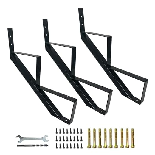 3 Packs Metal Stair Step Stringers, 2 Step Steel Riser Stringer for 19.4inch Height Deck(Matt Black)