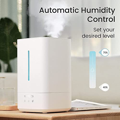 Ultrasonic Warm and Cool Mist Humidifier - Whisper Quiet, 5L Top Fill Vaporizer for Baby and Childrens Bedroom, Large Rooms -Essential Oil Diffuser with Auto-Off