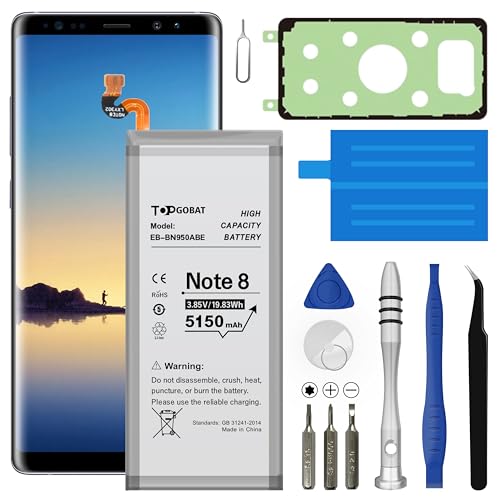 TOPGOBAT Ersatzakku für Samsung Galaxy Note 8, 5150 mAh hohe Kapazität, kompatibel mit Samsung Galaxy Note 8 Modellen (SM-N950, N950T, N950A, N950P, N950V, N950R4, N950F) mit Werkzeugsatz, EB-BN950ABE TOPGOBAT Ersatzakku für Samsung Galaxy Note 8, 5150 mAh hohe Kapazität, kompatibel mit Samsung Galaxy Note 8 Modellen (SM-N950, N950T, N950A, N950P, N950V, N950R4, N950F) mit Werkzeugsatz, EB-BN950ABE