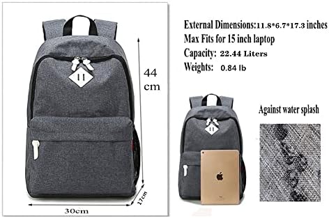 Danny®Lightweight Waterproof Casual Backpack for Youth Teenager Girls and Boys School Bags with 14-15 inch Laptop Rucksack Black
