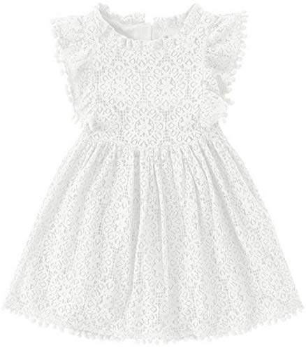 Image of Toddler Girls Lace Tulle Dress Baby Girl Elegant Flutter Sleeve Party Princess Dresses