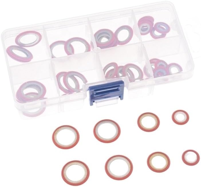 A/C Seal Kit 30pcs Automotive Repairing Accessories,Compressor Expansion Pipe Head Sealing Ring,Air Conditioning System O-Rings for AC Valve Core(Red)