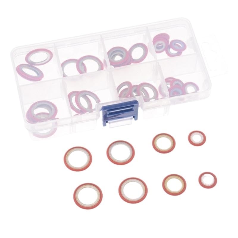 A/C Seal Kit 30pcs Automotive Repairing Accessories,Compressor Expansion Pipe Head Sealing Ring,Air Conditioning System O-Rings(Red)