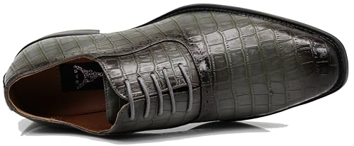 Image of Gator3N Men's Alligator Crocodile Print Oxfords Fashion Lace Up Dress Shoes