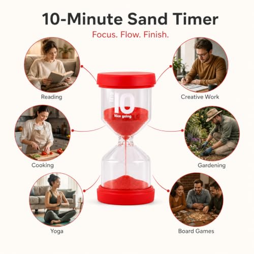 Image of Sand Timer 30 Minute, Sand Clock, Hour Glass Sand Timer Sand Clock Sandtimer Classroom Games Home Kitchen Officesand Clock Timer for Room Hourglass (RED)