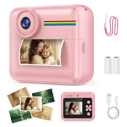 Image of GRENARO Instant Photo Camera, 1080P Toy Camera for Kids with Print, Built-in Puzzle Games & MP3, 2.4 inch HD IPS, 35 Filters, 16x Zoom, Christmas & Birthday Gift for Ages 3-12