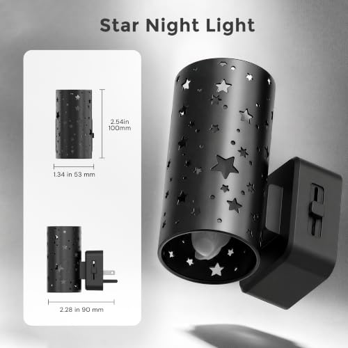 Image of L LOHAS LED Night Light, Night Lights Plug into Wall,Star Nightlights,3000K | Dimmable Nightlight for Kids Room, Etched Star Design, Auto Light Sensor,Rotatable Plug,Adults Toddler Hallway Bedroom,2 Pack