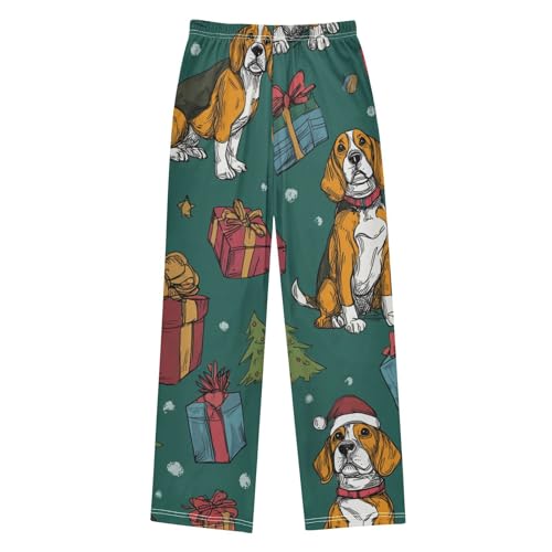 ZZXXB Christmas Tree Beagle Boys Long Pants Soft Trousers Elastic Waist Kids Lounge Bottoms with Pockets S-XL2