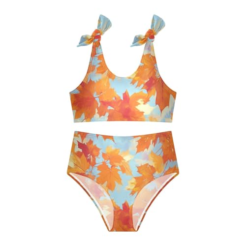 KLL Autumn Maple Oak Leaves Girls' 2 Piece Bikini Sets Beach Swimsuit Swimming Suits Adjustable Strap3