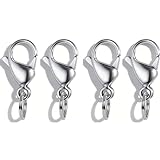 IVIA Dog Tag Clips / 316 Stainless Steel Lobster Buckle with Rings for Cat& Dog Collars and Necklace(4 Pack Silver)