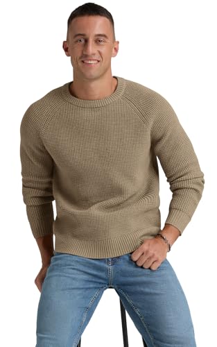 NITAGUT Mens Crewneck Pullover Sweater Waffle Textured Solid Knitted Soft Long Sleeve Sweaters with Ribbing Edge3