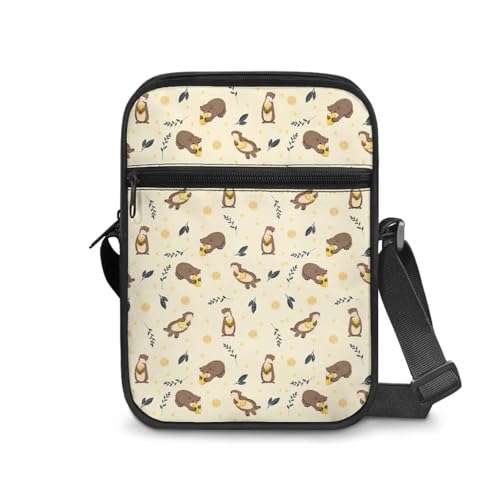 Otter Print Small Crossbody Bags Wear-Resistant Shoulder Sling Bag for Women Men with Pockets